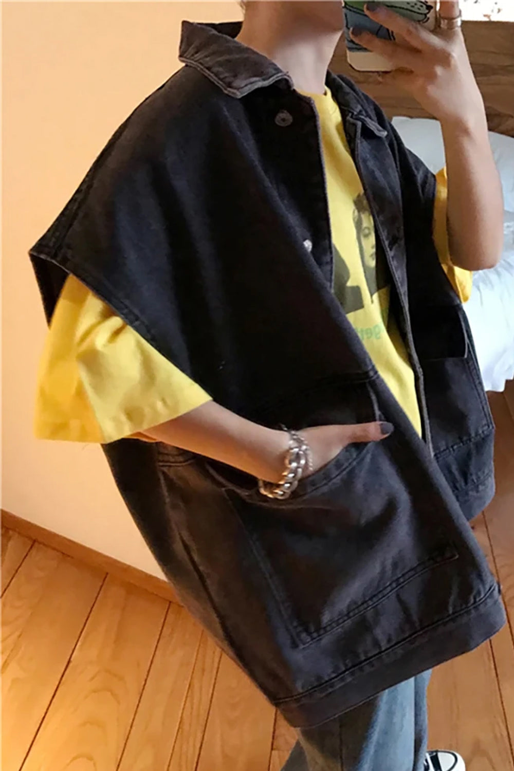 Oversize Sleeveless Denim Vest Jacket