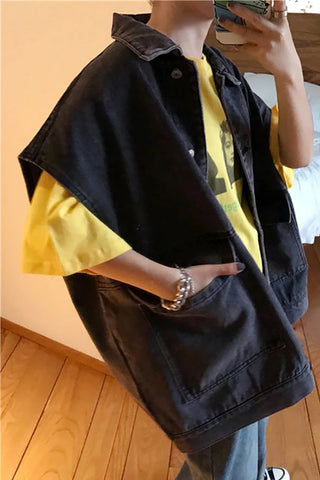 Oversize Sleeveless Denim Vest Jacket