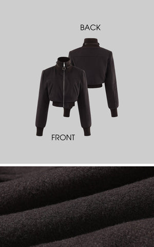 Reversible High-Neck Jacket with Belt Detail