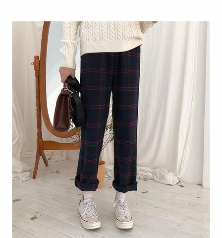 Loose Casual Plaid Pants