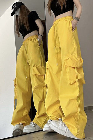 Cute Colors Cargo Pockets Long Pants