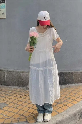 Long Sexy Transparent Summer Camisole Dress