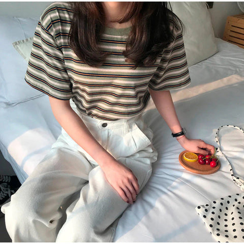 90's Retro Stripes Casual Loose Shirt