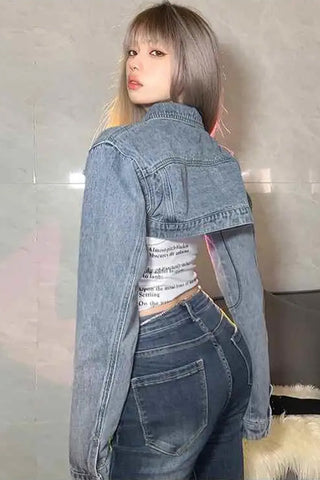 Long Sleeve Sexy Cropped Jeans Shirt
