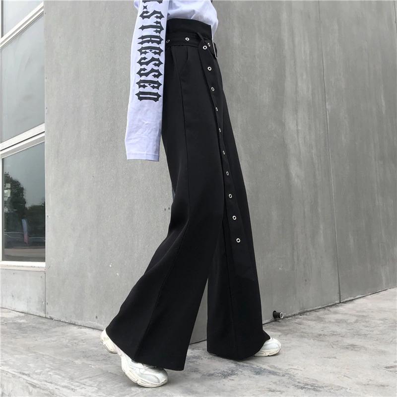 Loose Wide Leg Long Belted Pants