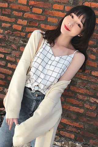 Sexy Plaid V-Neck Tank Top