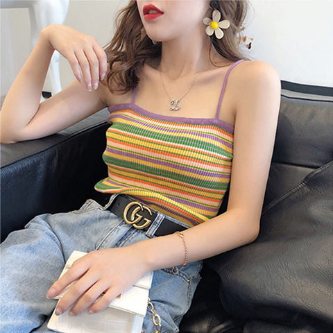 Colorful Striped Camisole Tank Tops