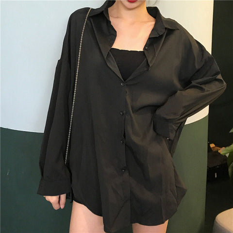 Long Sleeve Elegant Black Blouse Shirt