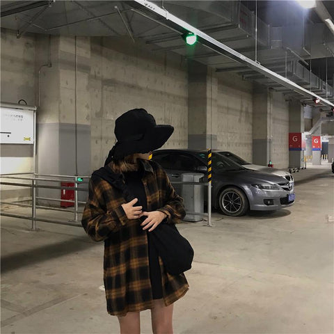 Casual Vintage Plaid Loose Style Shirt