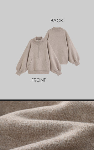 High Neck Oversized Half-Zip Sweater