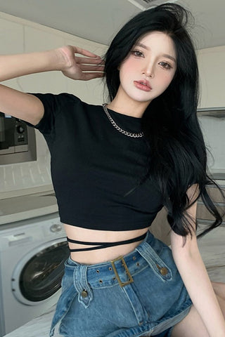 Sexy rückenfreies Bandage-Kurzshirt 