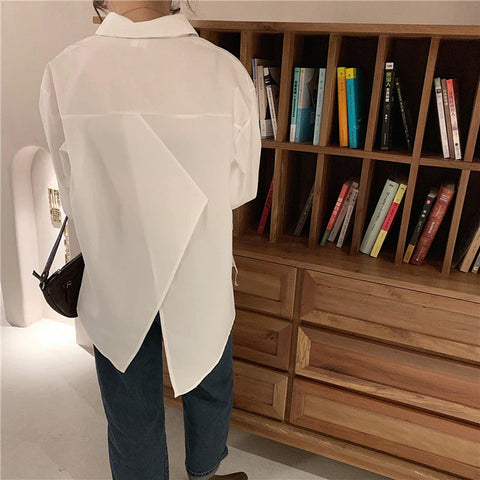 Back Design Loose Casual Blouse Shirt