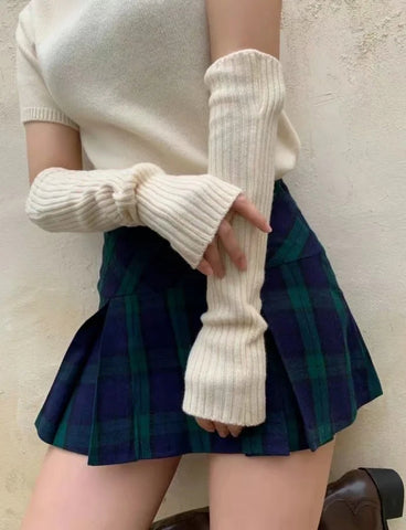 High Waist Plaid Pleated Mini Skirt