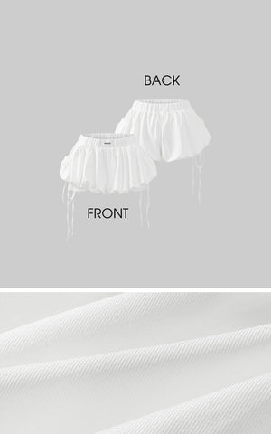 Balloon Shorts with Lace Insets and Adjustable Drawcords