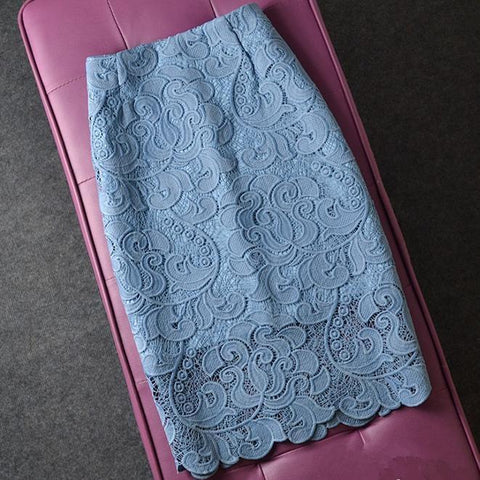 Vintage Lace Flower Long Pencil Skirt