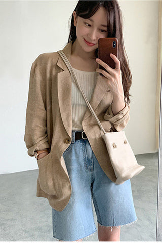 Long Sleeve Single Button Blazer