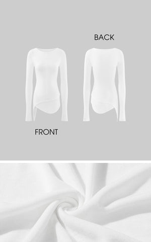 Asymmetric Long Sleeve T-Shirt with Raw Edge Details