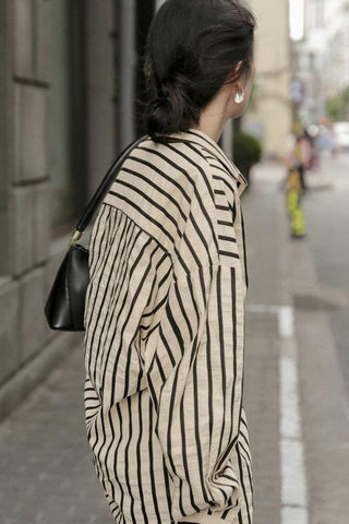 Loose Vintage Striped Blouse Shirt
