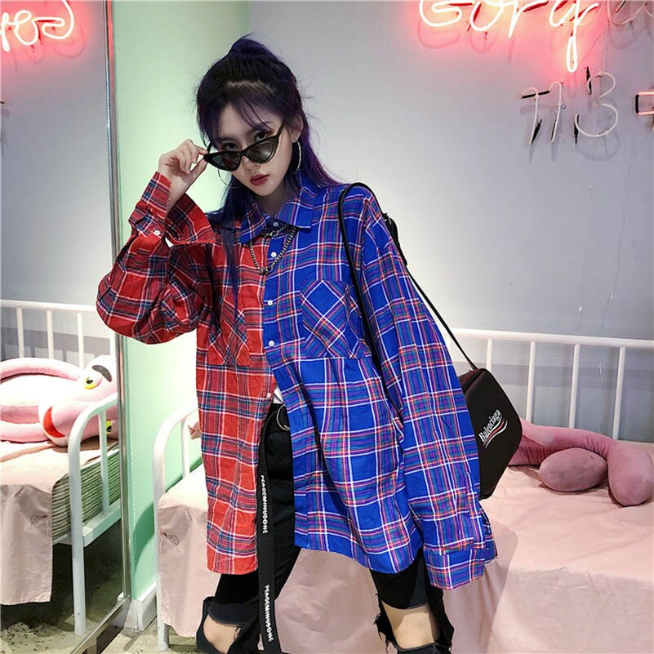 Multicolor Combination Plaid Shirt