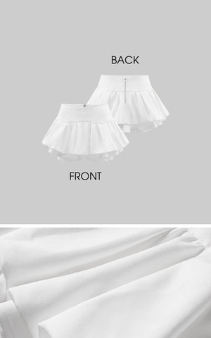 Lace Trim Layered Mini Skirt