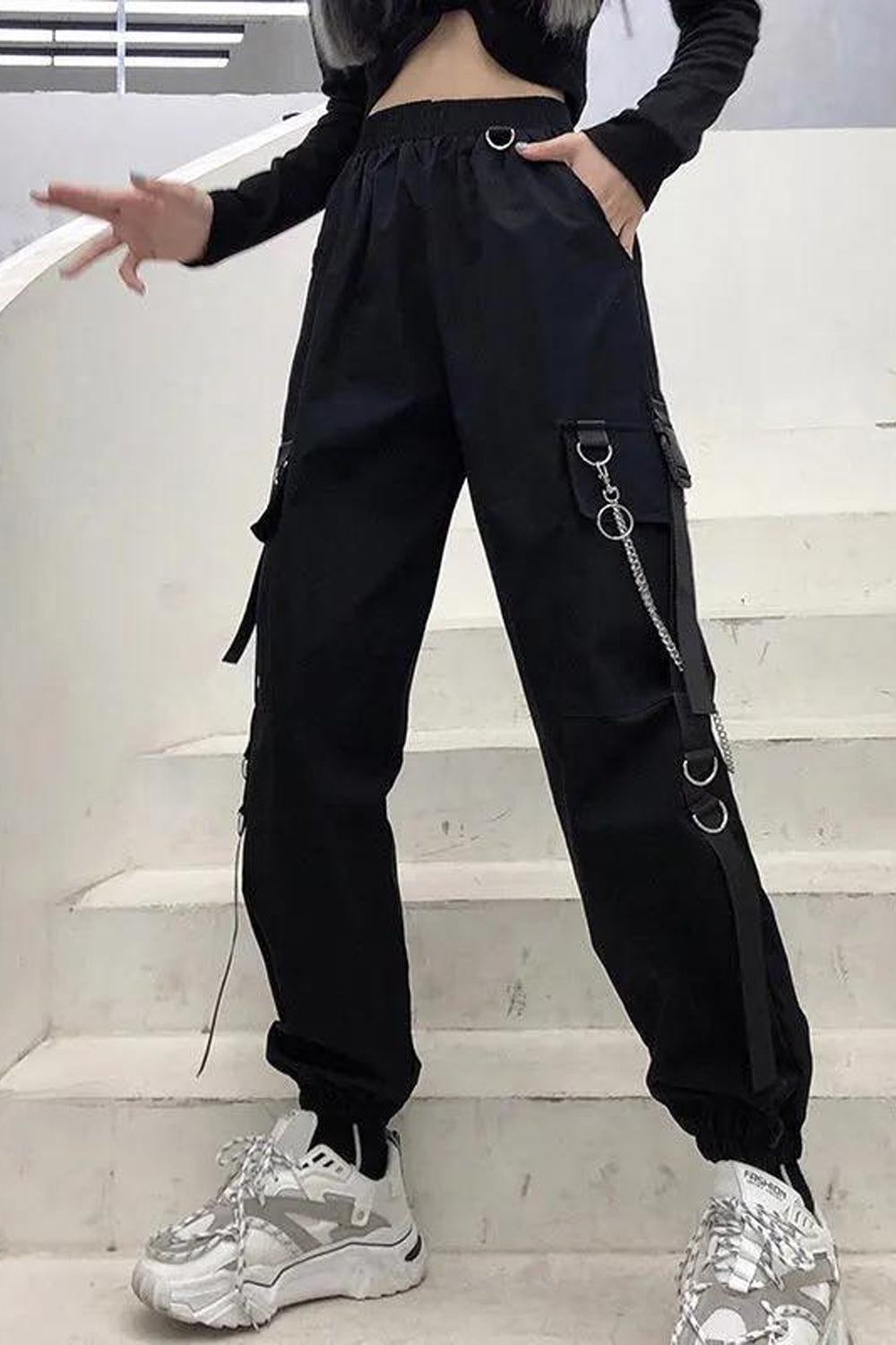 High Waist Hip Hop Cargo Jogger Pants