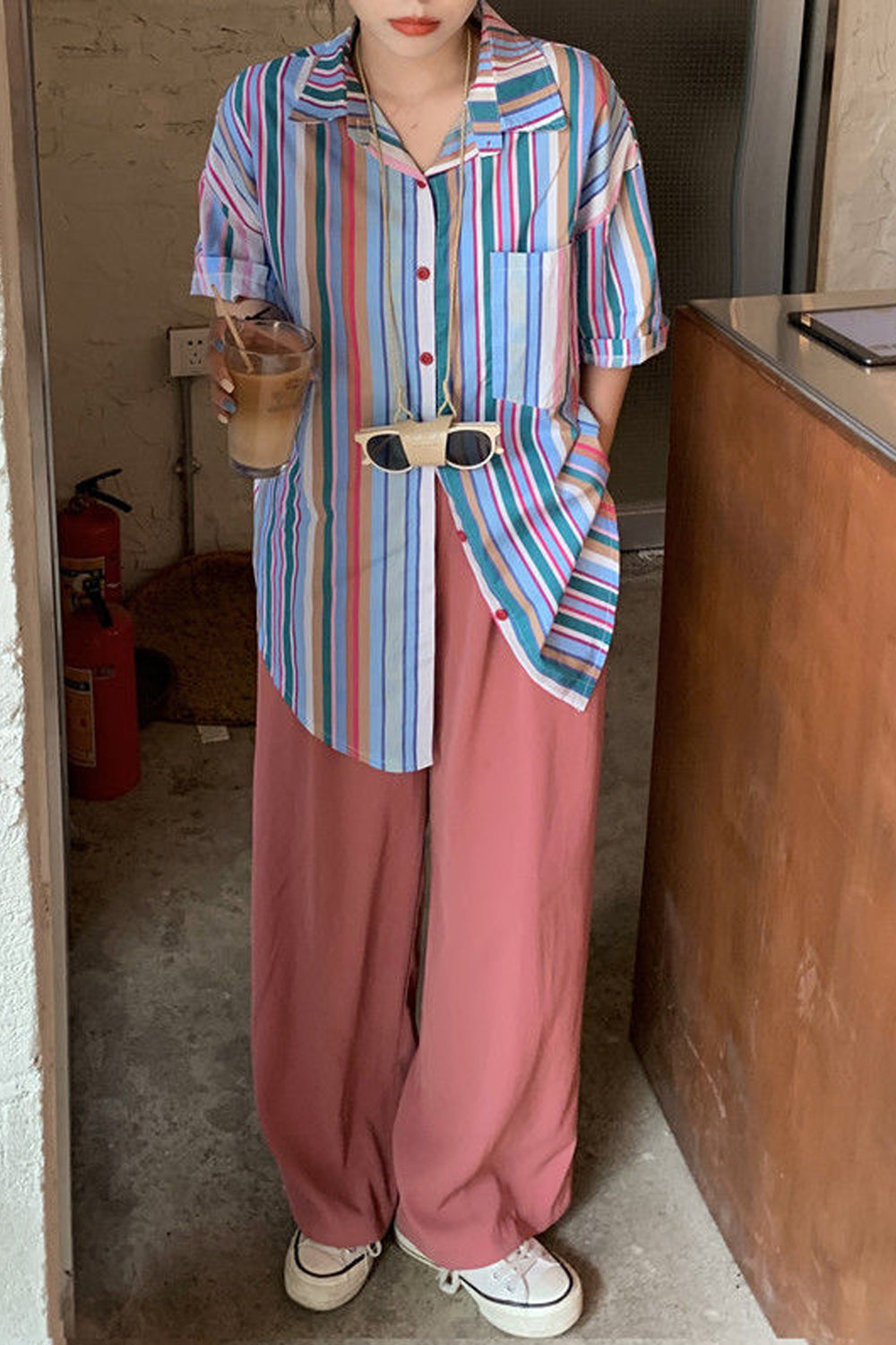 Camisa blusa vintage de rayas retro 