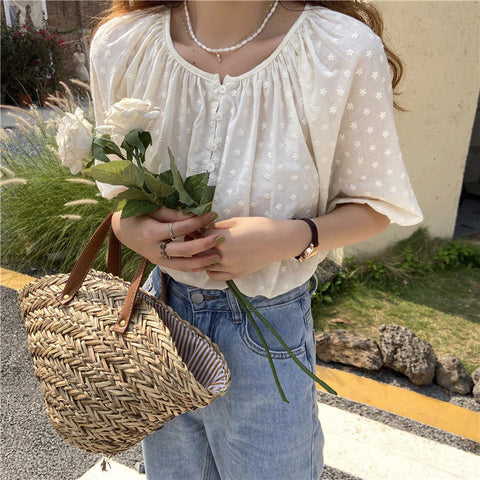 Lockere Eleganz Süßes Retro Blusenshirt 