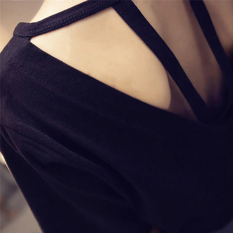 Camisa casual sexy con espalda descubierta y aberturas 