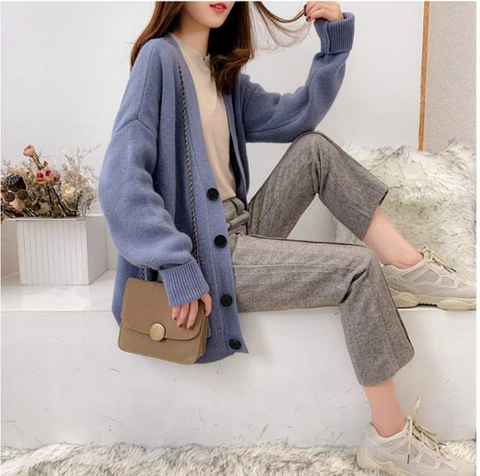 Casual Solid Color Winter Cardigan Sweater