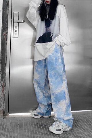 Pantalones anchos con efecto tie-dye de hip hop