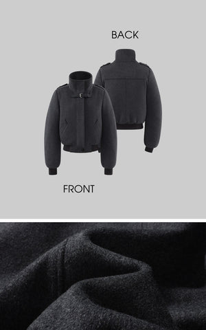 Wool High-Neck Buckle Bomber