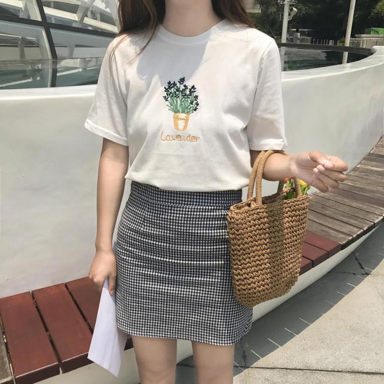 Cute Lavender Embroidered Loose Shirt