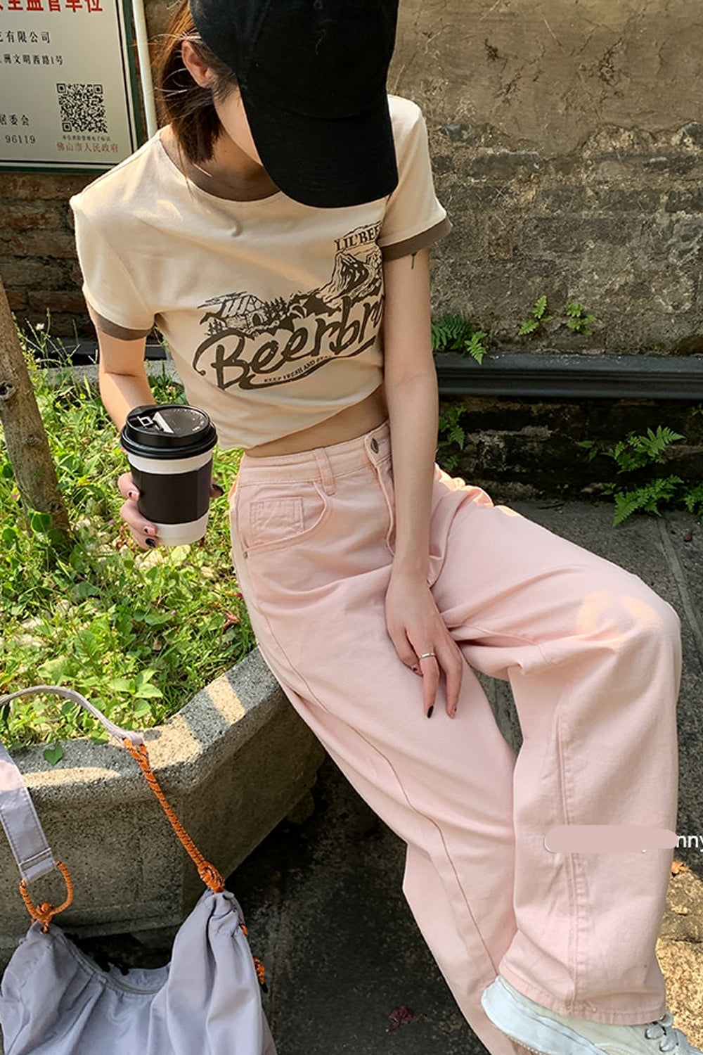 High Waist Light Pink Jeans Pants