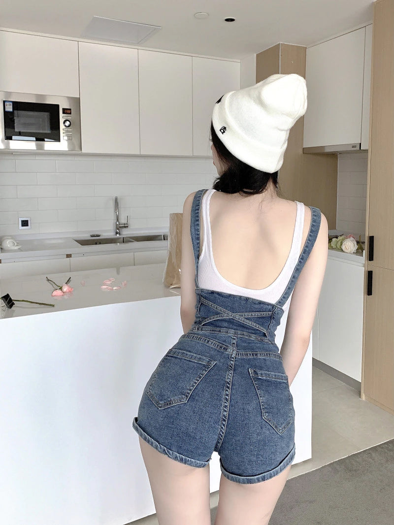 Casual Sling Skinny Denim Jumpsuit