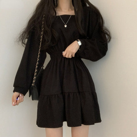 Long Puff Sleeve Elegant Mini Dress