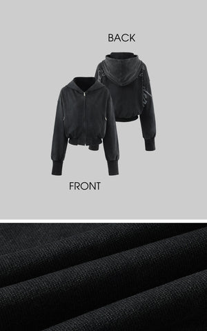 Cropped Hoodie Minimal Streetwear Pullover with Graphic Back Print