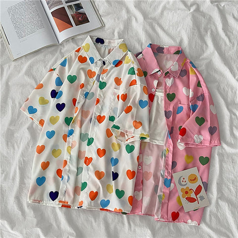 Love Full Printed Casual Blouse Shirt