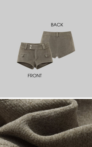 Wool-like Structured High Waist Shorts