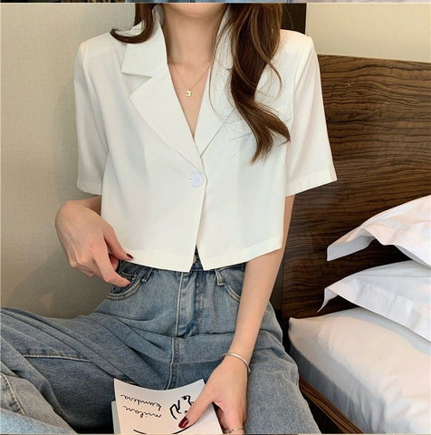 Camisa tipo blusa de oficina corta de manga corta 