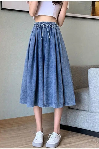 High Waist Elastic Oversize Denim Shorts