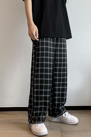 Loose Hip Hop Plaid Men Pants