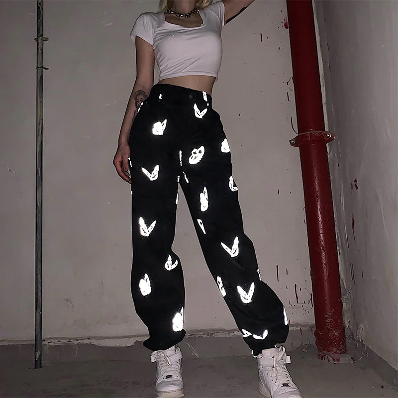 Butterfly Reflective Printed Jogger Pants