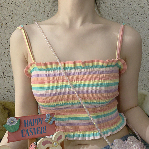 Sexy Multi Color Striped Camisole Tank Tops