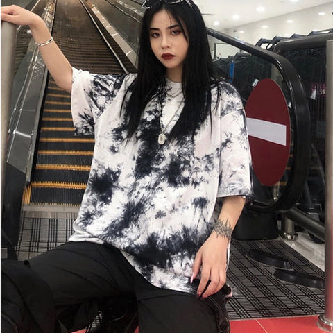 Tie Dye Style Short Sleeve Loose Shirt
