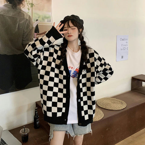 Vintage Plaid Checkered Sweater