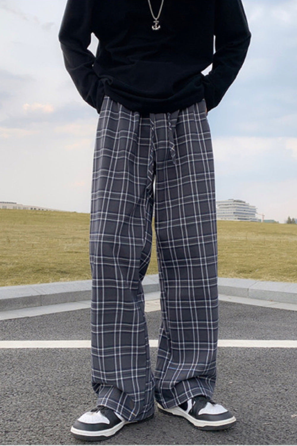 Pantalones holgados de cuadros estilo hip hop para hombre 