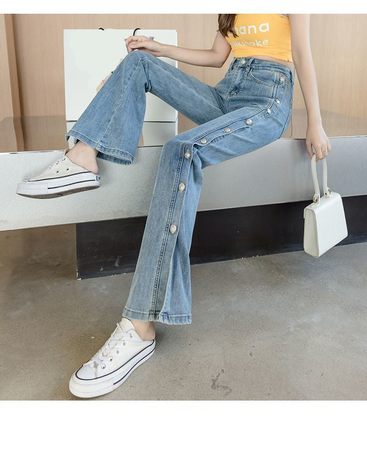 Sexy Flare Split Skinny Jeans Pants