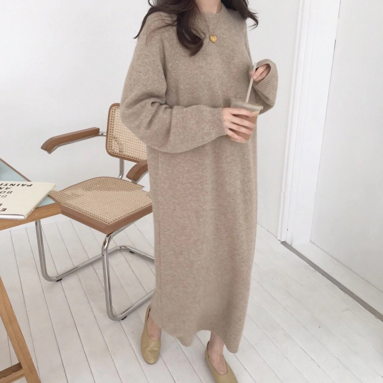 Long Knitted Oversized Knitted Dress Sweater