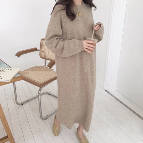 Long Knitted Oversized Knitted Dress Sweater