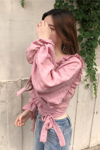 Ruffles Casual Chiffon Transparent Blouse Shirt